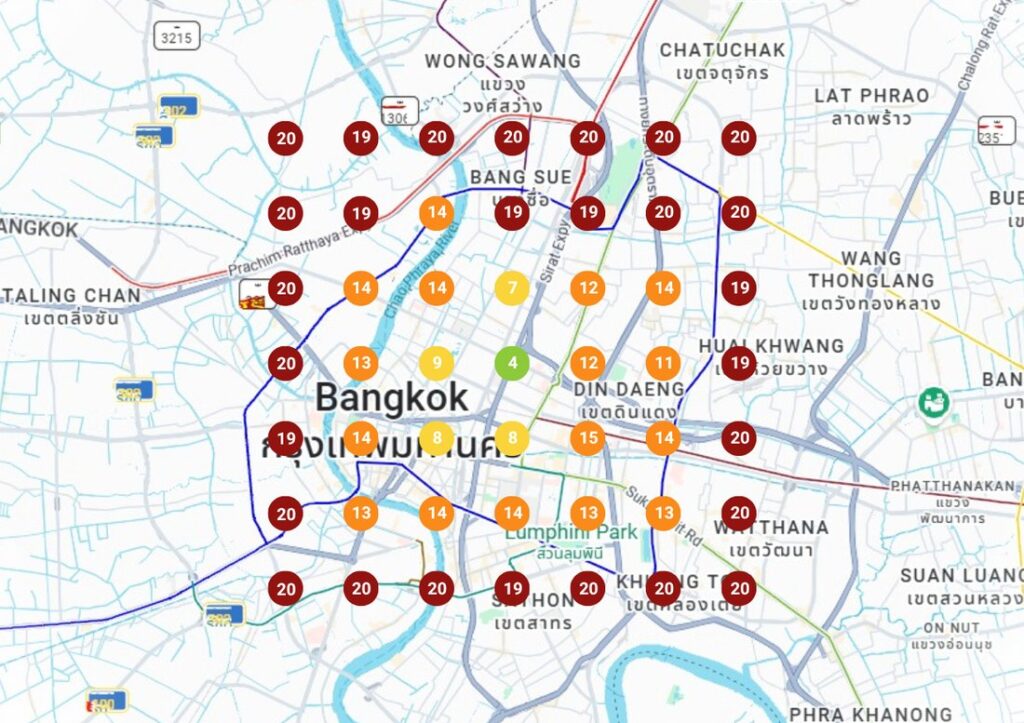 GeoGrid ranking map for a Bangkok restaurant client, Day 60 of the campaign